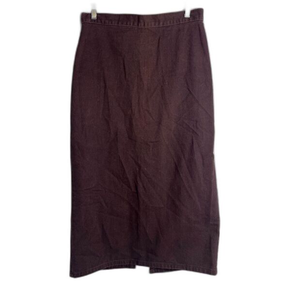 Honors Vintage 100% Cotton Brown Denim Like Maxi Length Aline Skirt Sz 12 - Picture 1 of 6